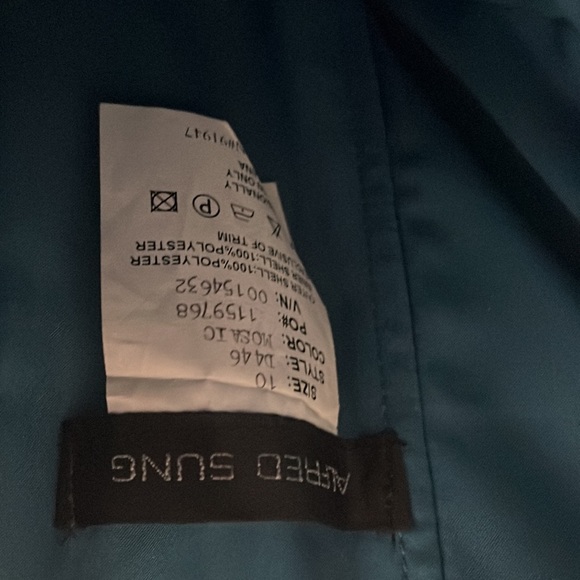 Alfred sung teal peacock cocktail party strapless prom dress w/pocket Size10 New - Picture 6 of 6